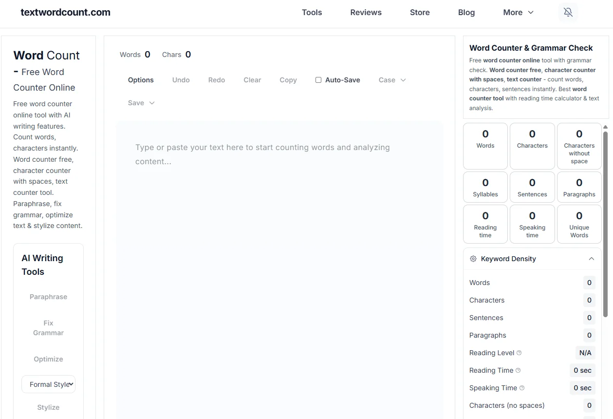 textwordcount.com screenshot